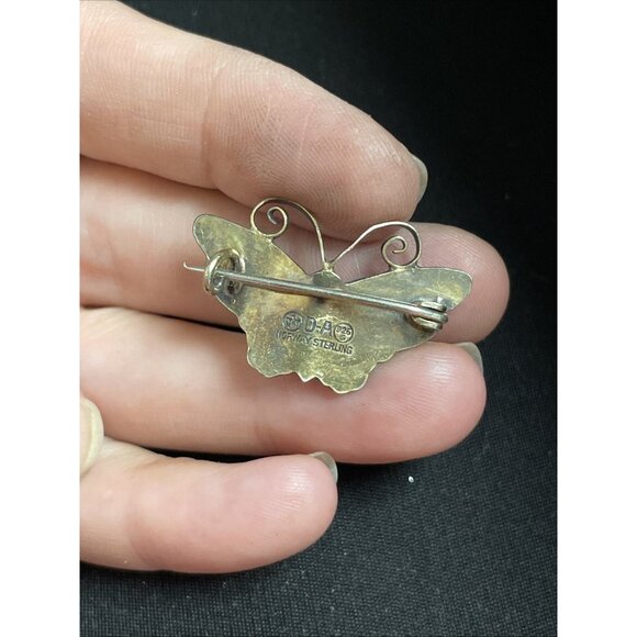 Vintage D-A David Andersen Norway Red Sterling 925 Silver Butterfly Pin Brooch - Picture 2 of 14